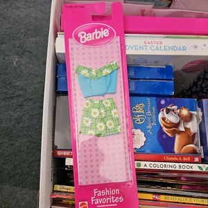 VTG Barbie Fashion Favorites Blue Green Plaid Daisy Shorts & Top Outfit 68000-99 - Picture 1 of 2