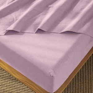 Fitted Bottom Sheet Only 100% Washed Cotton Linen Like Textured Breathable Du... - Picture 1 of 6
