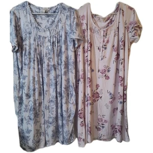 Camisón de algodón floral Laura Ashley manga corta talla 1X - Imagen 1 de 6