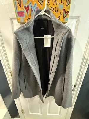 Theory Clarence Wool Melton Zip Coat Men's XL Force Grey Melange Long Sleeve - Image 1 of 4