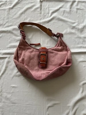COACH G04J-1407 Vintage Pink White  Herringbone Tweed Leather bag Hobo Handbag - Image 1 of 4