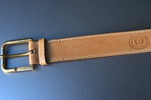 Original GUCCI hellbrauner Kalbsledergürtel 95 cm 36 Zoll - Bild 1 von 10