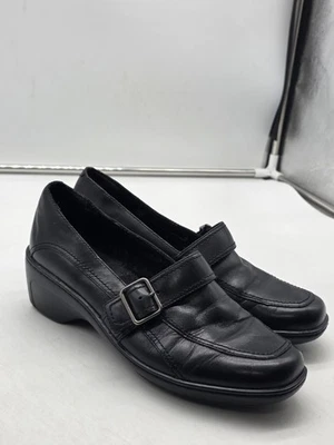 Clarks Shoes Womens Size 8 Black Leather Mary Jane Loafer Buckle Comfort - Image 1 of 4
