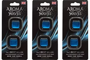 3 Aroma Waves Fresh New Car Smell Air Freshener - longer lasting best ever scent - Picture 1 of 11
