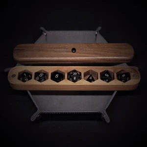COMBO / Natural Black Obsidian Dice Set & Wooden Box Combo / Dice Set of 7 - Bild 1 von 10