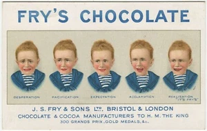 FRY'S CHOCOLATE, NIÑO COMIENDO CHOCOLATE, EXPECTATIVA - Postal Publicitaria - Imagen 1 de 2