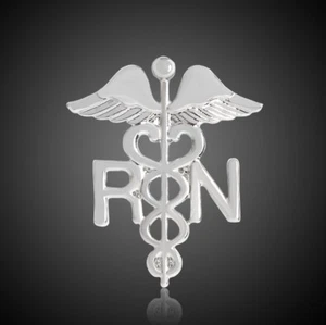 Krankenpflege Caduceus Revers Krawatte Tac Pin Brosche RN Krankenschwester Abschluss Geschenk versilbert - Bild 1 von 12