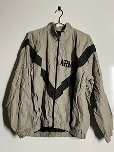 US Army Issue Black & Gray PT Physical Fitness Windbreaker Jacket XL - Picture 1 of 4