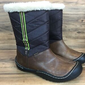J-41 Valley Brown Leather Waterproof Women 7.5 M Faux Sherpa Lined Winter Boots