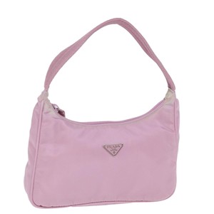 Prada Tessuto Pink Synthetic Clutch Bag Authentic