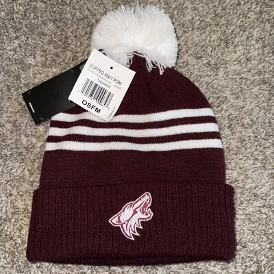 NHL Arizona Coyotes Adidas Winter Soft Warm Knit Winter Red Beanie Pom Pom Hat - Image 1 of 4