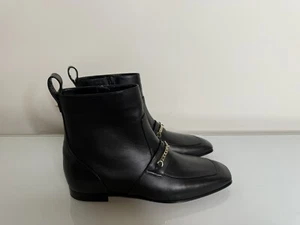 Christian Louboutin Chain MJ Black Leather Logo Ankle Boot Bootie Sz 41 EU 11 US - Picture 1 of 11