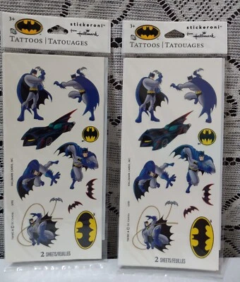 Lote 2 paquetes Tatuajes Batman, DC Comics Super Hero Stickeroni Sello Edades 3 + Más Foto 1 de 4