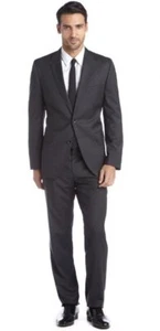 SMALL GUYS - NWT Hugo Boss Suit Men Super 100 Wool Charcoal Gray 34R - Picture 1 of 8