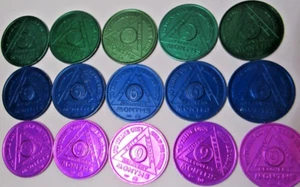 Lot Alcoholics Anonymous AA 3 6 9 Months Aluminum Medallion Coin Chip Token - Picture 1 of 5