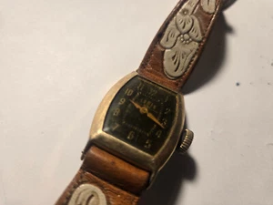 VINTAGE TOWER INGRAHAM WRIST WATCH with fancy leather western band - Picture 1 of 6