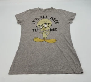 Vintage Girls/Womens Tweety Bird “It’s All Geek to Me” T-Shirt M Gray Y2K - Picture 1 of 4