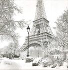 R894 # 3 x pojedyncze serwetki papierowe do decoupage zimowa grafika Paryż Wieża Eiffla
