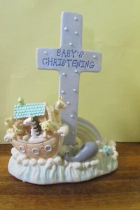 RUSS BERRIE Noah's Menagerie #16718 BABY's Christening blue cross & ark figurine - Picture 1 of 6