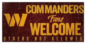 Washington Commanders Sign Wood 12x6 Fans Welcome Design - Picture 1 of 1