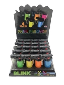 20 Torch Lighters, Mini Refillable, Blink Neon - Assorted Colors - Picture 1 of 6
