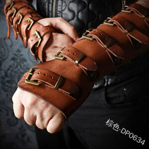 1pair Men Medieval Bracers Wide Arm Armor Cuff Steampunk Gauntlet Armband