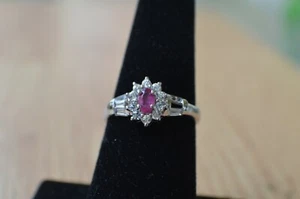 1.00ct Premium Mozambique Ruby / Zircon Ring Platinum over Fine Silver Size 7 - Picture 1 of 9