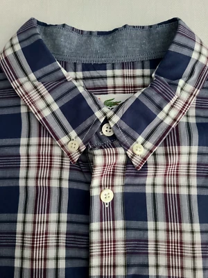 CAMISA LACOSTE Para Hombre Talla 42 Regular BOTÓN PLUMÓN Azul Cuadros Manga Larga Bolsillo Foto 1 de 4