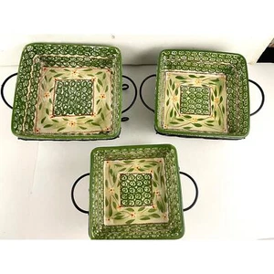 Temptations by Tara Set of 6 Nesting Baking Metal Holder Trivets Old World Green - Picture 1 of 19