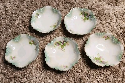 Cuencos para servir RS estilo Prusia Baviera rosas blancas y bayas maestras verdes pálidas X 5 Foto 1 de 4