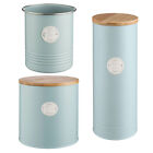 Set Of 3 Typhoon Blue Pasta Storage Jars Biscuit Canisters And Utensil Holder