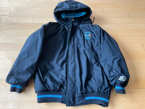 Vintage 90s Starter Charlotte Hornets Full Zip Puffer Jacket Mens SZ M Cover