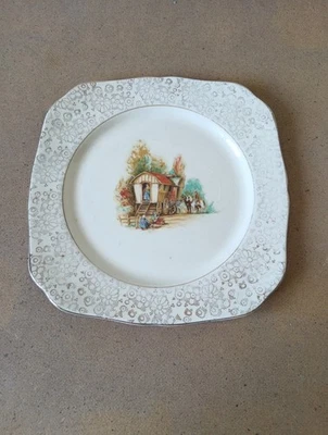 Vintage H&K Tunstall Staffordshire 8" Tea Plate. Romany Gypsies. Possible 1930's - Image 1 of 4