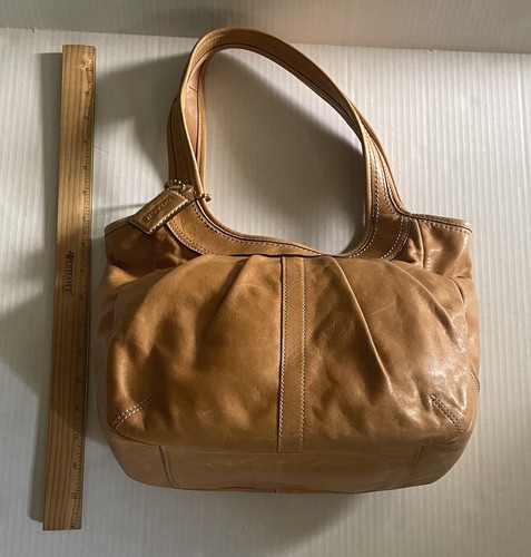 Coach Ergo Tattersall borsa borsa media in pelle marrone naturale