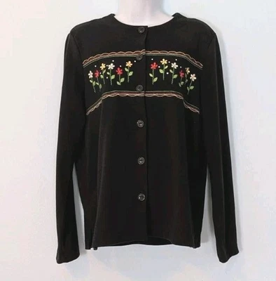Топ женский Breckenridge на пуговицах вышитый мягкий трикотажный средний черный коттедж - Изображение 1 из 4