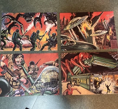 🤩 Vintage ~1984 MARS ATTACKS PREMIERE PROMO CARD Set 1-4💎 5” x 7” - Image 1 of 4