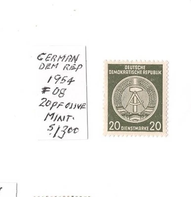 Escudo de armas Scott #8 1954 E. Alemania 20 PF COMO NUEVO (VER ESCANEOS) ENVÍO GRATUITO Foto 1 de 2