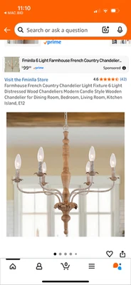 French Country Chandelier Light Fixture 6-Lights Farmhouse Vintage Candle Sty... - Image 1 of 4