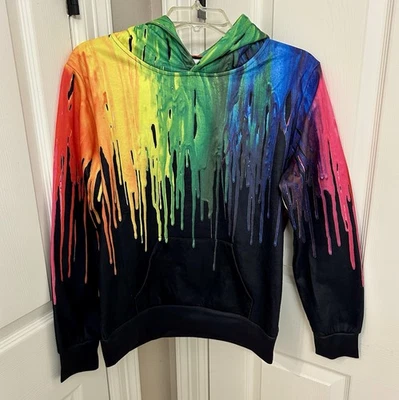 Sudadera con Capucha Gráfico 3D Infantil con Diseño de Goteo de Pintura XXL USADA EN EXCELENTE ESTADO Foto 1 de 4
