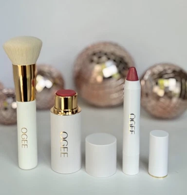 Cepillo trío de maquillaje de lujo OGEE + barra esculpida + aceite labial tintado | Nuevo en caja Foto 1 de 4