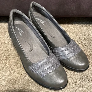 Easy Street Fiona Classic Pump Gray Croc Comfort Heel Woman’s 10N - Picture 1 of 15
