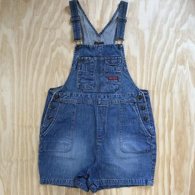 Vintage Route 66 Dungaree Shortalls Womens Medium Faded Blue Denim Overalls Bibs - Image 1 of 4