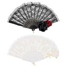 2pcs Black White Rose Hand Fan Retro Style Folding Fans  Women Girls
