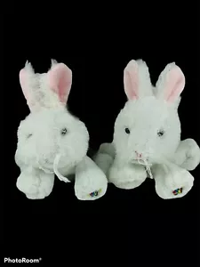 Ganz Webkinz Lil Kinz White Bunny Rabbit Lot Of 2 Twins HS078 No Codes - Picture 1 of 8
