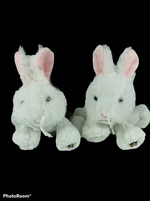 Ganz Webkinz Lil Kinz White Bunny Rabbit Lot Of 2 Twins HS078 No Codes - Image 1 of 4