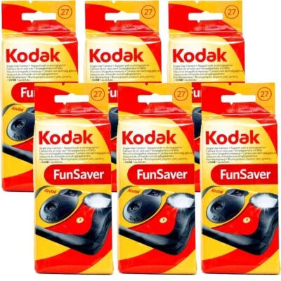 6 x Kodak Funsaver Flash One Time Single Use Disposable Flash Camera , 27 Exp    - Image 1 of 4
