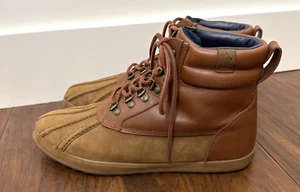 Polo Ralph Lauren Boot Men 12D Wide Regnald Brown Leather Duck Lace Up Stitched - Picture 1 of 9