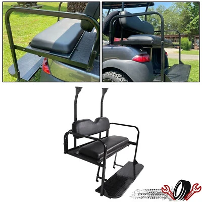 For Club Car Precedent/Tempo Golf Cart Flip Rear Back Seat Kit Black Cushion - Image 1 of 4