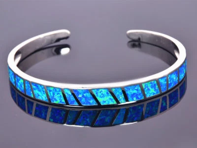 Kivony Fashion Fine Blue Fire Opal Bangles 925 Sterling Sliver Jewelry For Women - Image 1 of 4