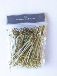 NIP Three (3) 100 Count 4" Bamboo Knot Picks Fruit Cocktail Party Food Sticks - Picture 1 of 1